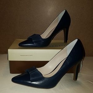 Franco Sarto Aphrodite Navy Leather Pumps w/ Bow